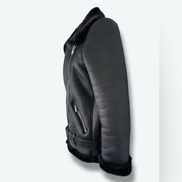 Y2K Zara Faux Shearling Moto Jacket - Picture 2 of 6